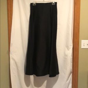 Full length black satin A line skirt